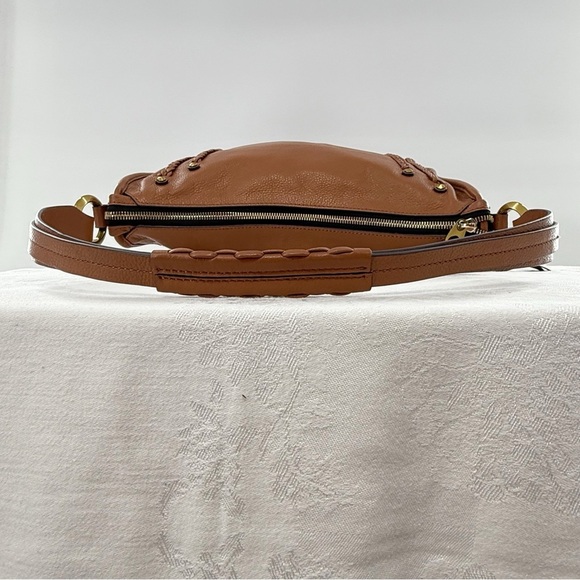 orYANY Brown Braided Leather Shoulder Bag – Gold Hardware, Boho Crossbody Style - Picture 13 of 16